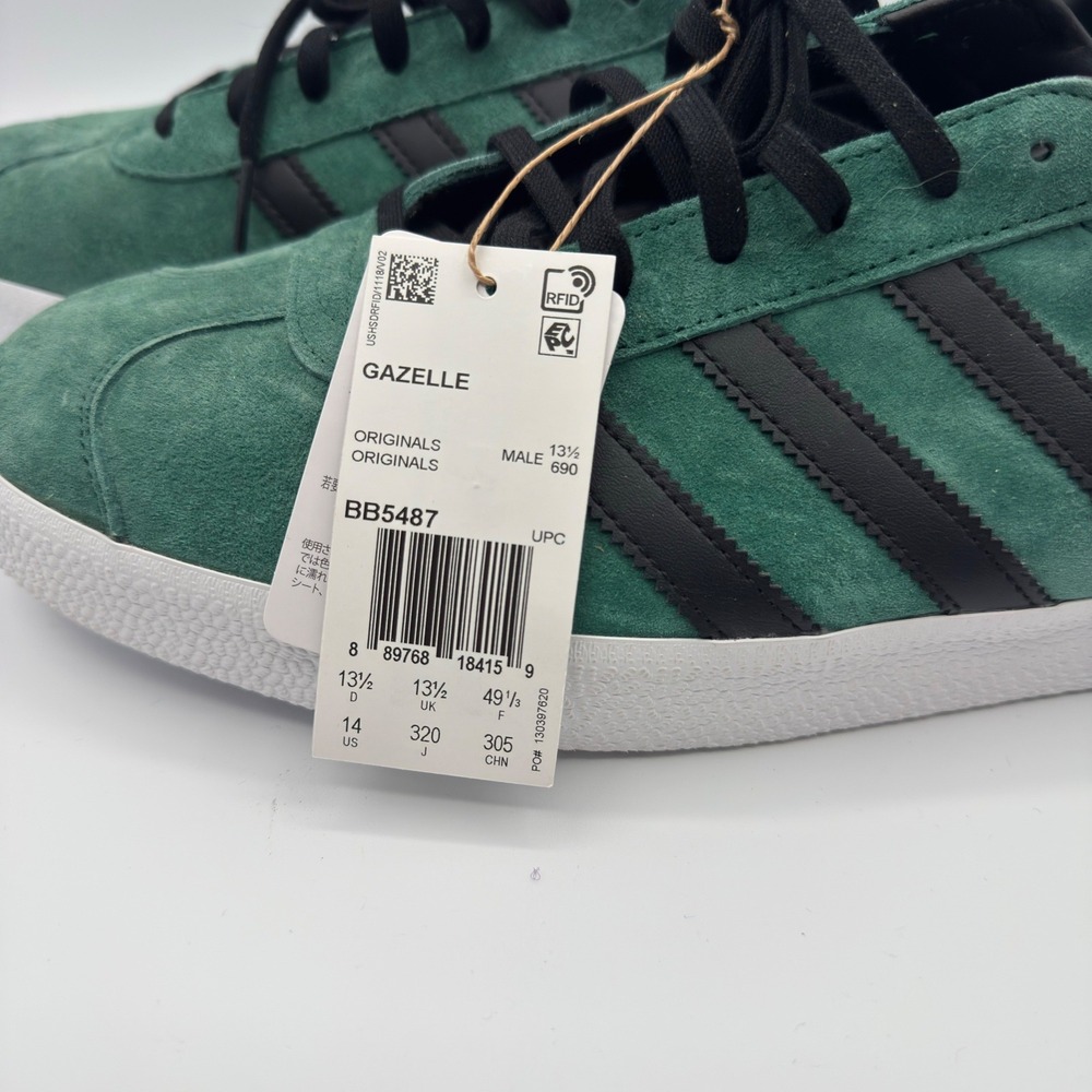 Adidas Gazelle Collegiate Green Core Black Suede Sneakers BB5487 Mens 14 - Picture 2 of 16